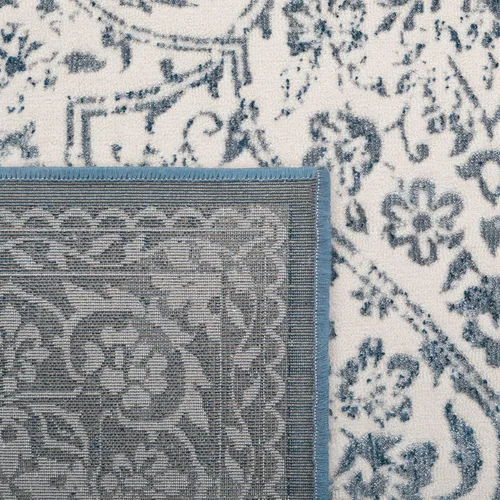 Vista 7 de SAFAVIEH Noble Collection - Alfombra de pasillo de 2 pies 2 pulgadas x 6 pies, azul y marfil, diseño de viscosa envejecida, ideal para zonas de alto