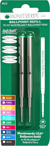 Vista 14 de Monteverde Recambio de bolígrafo para adaptarse a Montblanc, mediano, negro, paquete de 2 Recambio de bolígrafo suave y confiable hecho