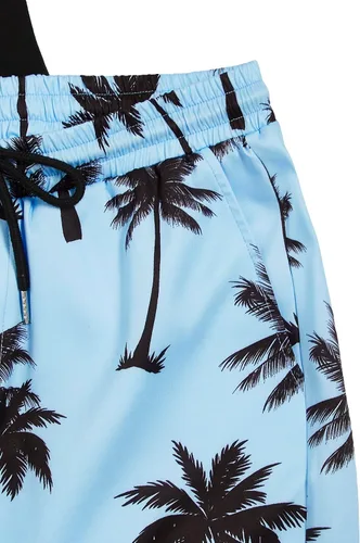 Vista 59 de GORGLITTER Conjunto de 2 piezas de camiseta gráfica de manga corta para hombre, estampado hawaiano con cordón y pantalones cortos