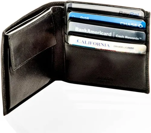 Vista 5 de Soporte para tarjetas de crédito, 6 fundas de bloqueo RFID de primera calidad con parte frontal transparente para una fácil visión, evita robos