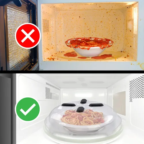 Vista 5 de HOVER COVER Tapa Magnética para Microondas, Cubierta Transparente para Alimentos - Con Ventilación y Magnética, 30,5 cm, Cubierta de Plato de Grado