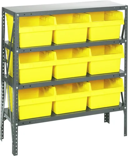 Vista 23 de Quantum QSBU-245BK Heavy Duty Shelving Unit with (7) Shelves and (24) QUS245 Black Bins for Garage Warehouse Storage Distribution 400 lb Load