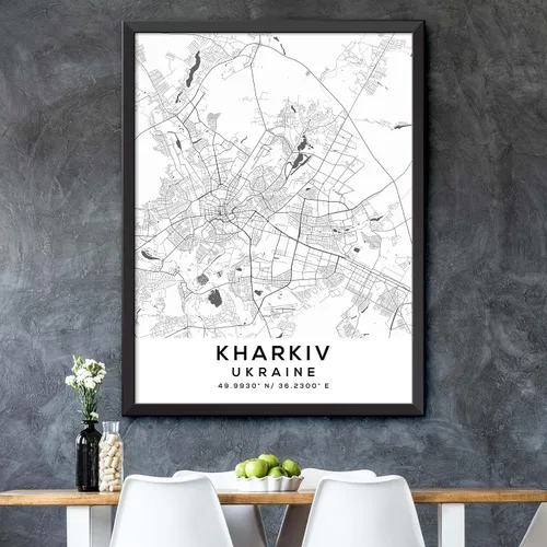 Vista 5 de Mapa de Kharkiv, Ucrania, Light 2 (36x48)