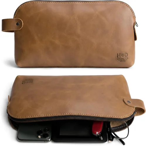 Vista 6 de Hide & Drink, Bolsa grande rústica multiusos para cables y cargadores, bolsa de viaje, bolsa multiusos, cuero de grano completo, hecho a mano