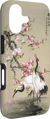 Vista 3 de Red Cap Cranes with Plum Blossoms Japanese Woodblock Art Case for iPhone 17