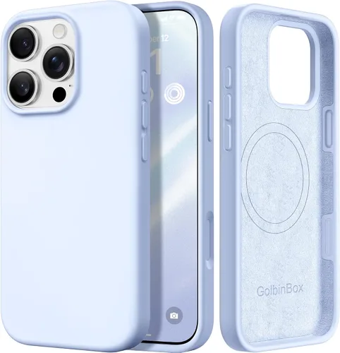 Vista 19 de GolbinBox Funda magnética para iPhone 17, compatible con MagSafe, cubierta de silicona integrada para control de cámara, funda de silicona líquida a