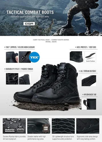 Vista 3 de CQR - Botas tácticas militares para hombre, botas de combate ligeras de 6 pulgadas, botas de trabajo duraderas EDC para exteriores