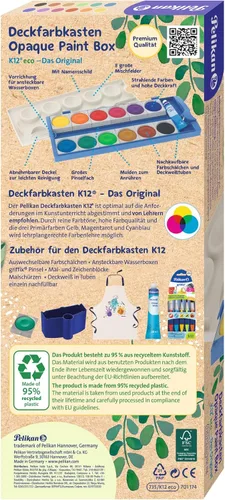 Vista 3 de Pelikan 701174 K12 Eco - Caja de pintura (12 colores), color blanco opaco