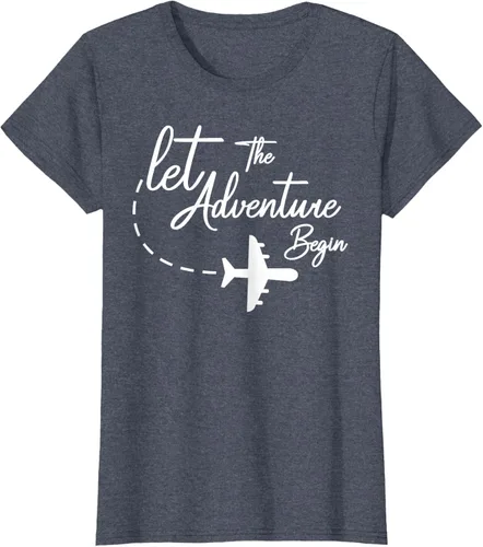 Vista 87 de Let The Adventure Begin - Camiseta inspiradora en modo de viaje en avión, Negro, S