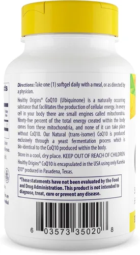 Vista 3 de Healthy Origins CoQ10 300 mg (Kaneka Q10, sin OMG, sin gluten, apoyo cardíaco, apoyo energético), 30 cápsulas blandas