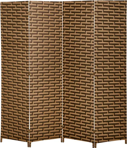 Vista 12 de Divisor de habitación, 4 paneles de madera para interiores, hecho a mano, separadores de habitación portátiles y pantallas plegables de privacidad
