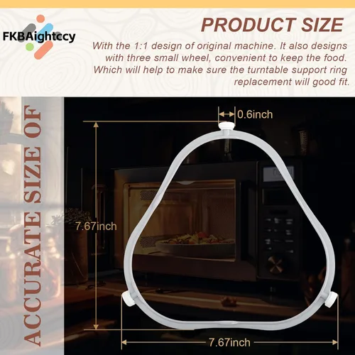 Vista 5 de 1 Uds. W11252182 para Whirlpool Microondas Anillo de reemplazo con rodillos 8206227 Soporte de bandeja de vidrio para microondas Amana Kenmore