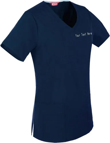 Vista 5 de Camiseta médica bordada para mujer personalizada con tu texto Manzana Verde (Apple Green)