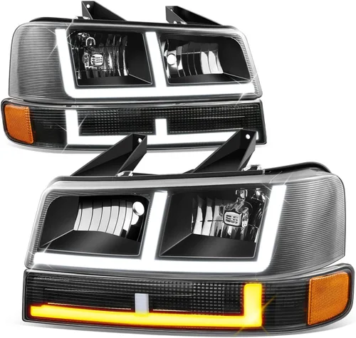 Vista 9 de Faros y luces de parachoques Auto Dynasty compatibles con 03-24 Chevy Express GMC Savana 1500-4500, con luces DRL E-LED de Switchback, lado