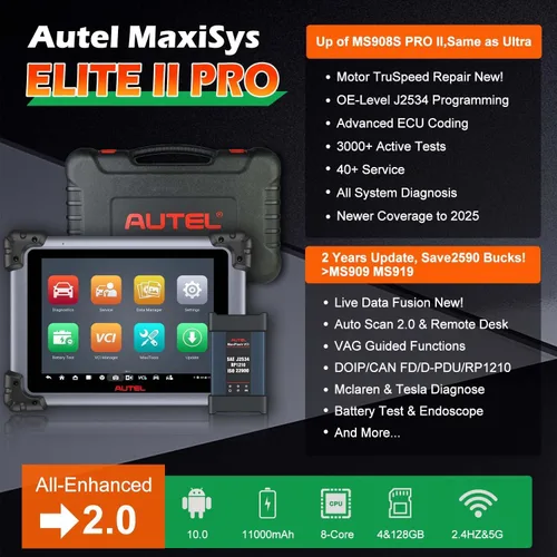 Vista 2 de Autel Escáner de diagnóstico MaxiSys Elite II Pro 2026, herramienta de programación ECU J2534 (como Ultra/MS908S PRO II), CAN FD y DoIP, control