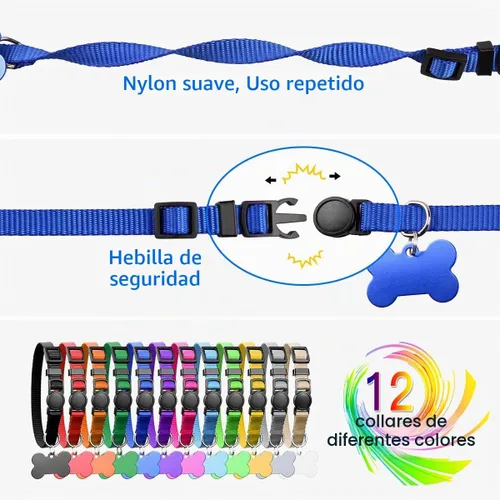 Vista 2 de Collares mejorados para cachorros de camada, collares de identificación para cachorros, suministros de parto, collares de nailon suave separables