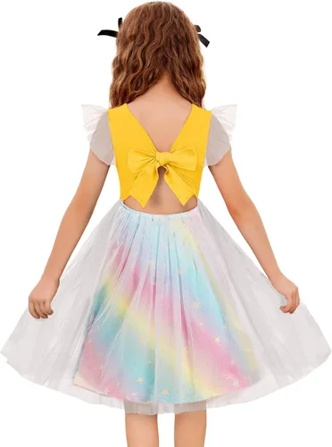 Vista 30 de Arshiner Vestido tutú de verano para niñas pequeñas, de tul sin espalda, para fiesta, cumpleaños, vestidos de algodón, 2-6 años