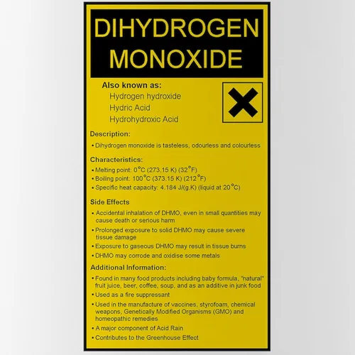 Vista 2 de CafePress Dihydrogen Monox - Botella de agua de acero inoxidable (1,0 L)