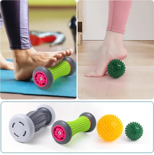 Vista 7 de Alivio de la fascitis plantar, rodillo de pies y masajeador para fascitis plantar, neuropatía y reflexología, rodillo de masaje de 2 pies y bola