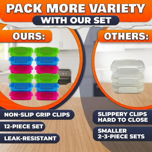 Vista 6 de NADOBA 12 Pcs Lock Top Snack Containers, 4.6 Oz, Snap Lid, 3