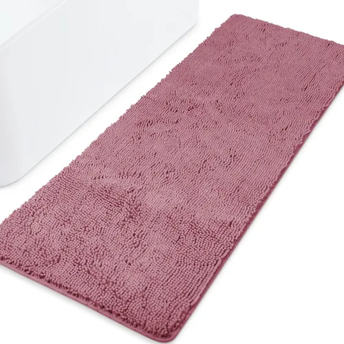 Vista 193 de Yeaban Alfombra de pasillo de baño de 24 x 72 pulgadas, antideslizante, alfombra de baño larga de felpilla gruesa, absorbente y lavable, alfombra