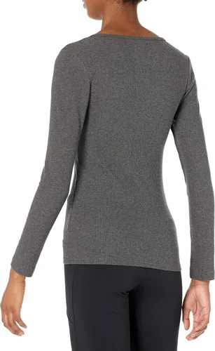 Vista 3 de Tienda Essentials Cuello en V de punto acanalado de manga larga ajustada para mujer, paquete de 2