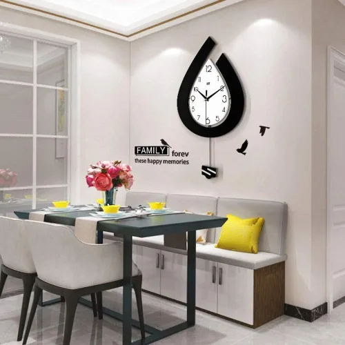 Vista 5 de Reloj de pared de péndulo decorativo de madera grande, de cuarzo elegante con péndulo reloj de pared silencioso, grandes relojes de moda