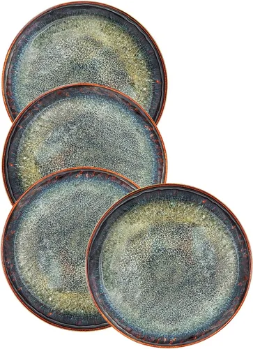 Vista 9 de Juego de platos de porcelana para cena, juego de 2, para fruta, postre, plato para aperitivos, pan, cupcake, ensalada - Apto para microondas