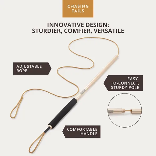 Vista 3 de Chasing Tails Poste de coqueteo para perros pequeños, 26 pulgadas con cuerda de 70 pulgadas y dos juguetes, equipo de juego interactivo para razas