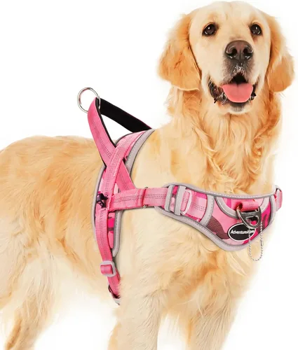 Vista 17 de ADVENTUREMORE Arnés para perro mediano - sin tirones, chaleco reflectante ajustable con asa de clip frontal para entrenamiento y caminata - Negro