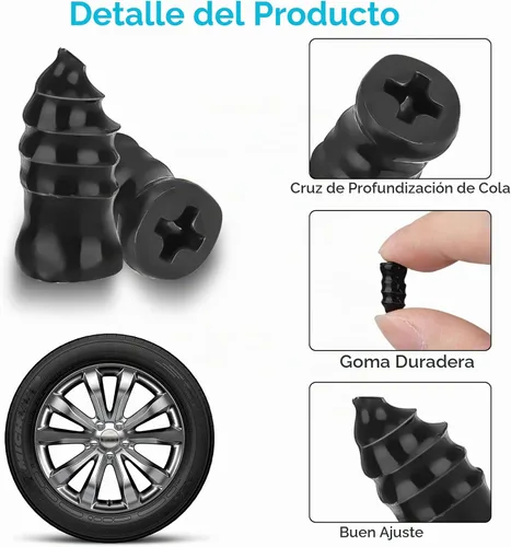 Vista 3 de Linkstyle Kit de tapones de goma para reparación de neumáticos, 40 piezas, kit de tornillos de reparación rápida de neumáticos, para automóvil
