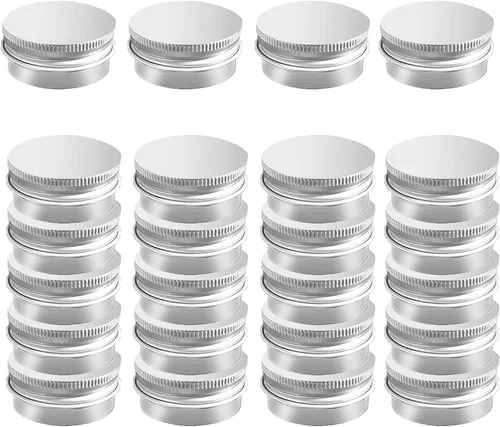 Vista 7 de Paquete de 30 tarros de aluminio de 0.5 oz con tapa de rosca, recipientes redondos recargables de 0.5 fl oz