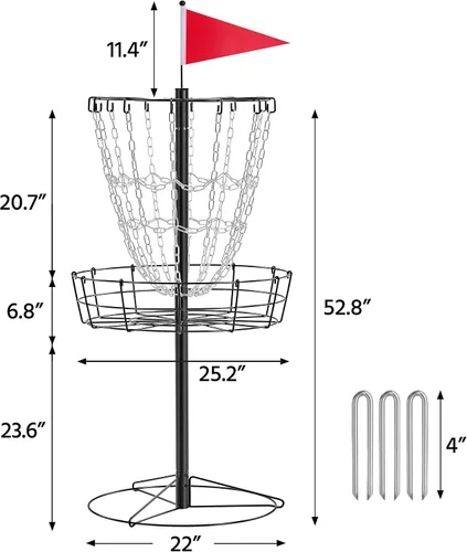Vista 3 de Yaheetech Cesta de golf de disco portátil para deportes, disco de práctica de 12 cadenas, objetivo de golf, disco de agujero de acero, golfes