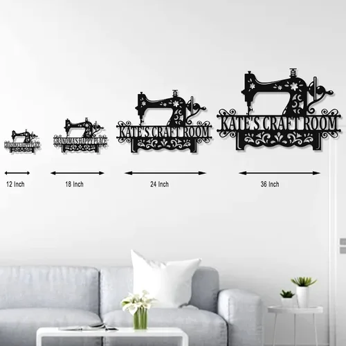 Vista 9 de Letrero de metal personalizado para máquina de coser, arte de pared personalizado para habitación, para mamá, abuela, nana, mimi, alcantarillas