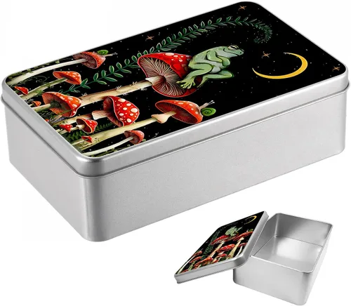 Vista 14 de Caja de lata de metal con tapa, contenedor de almacenamiento rectangular vacío de hojalata, estuche de lata portátil ligero para manualidades