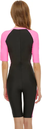 Vista 3 de Traje de baño de una pieza para mujer, traje de surf de manga corta, protección solar