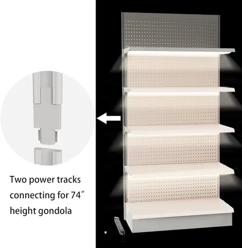 Vista 6 de Kit de luz de góndola al por menor, montaje magnético blanco puro de 6000 K con controlador de 24 V y pista de alimentación para estantes