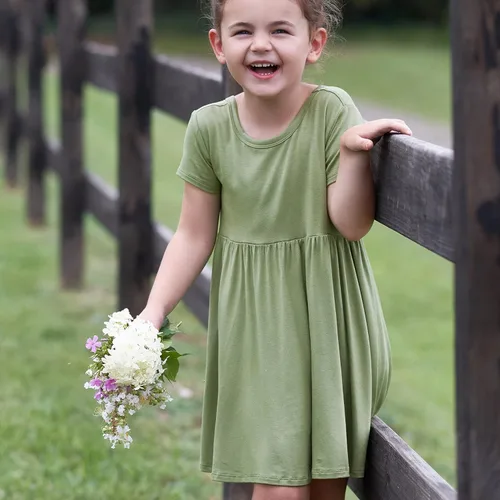 Vista 4 de Gerber Vestido de manga corta con viscosa hecho con eucalipto para bebé y niña pequeña