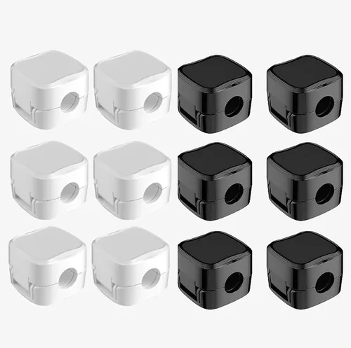 Vista 11 de IFNOW Paquete de 6 clips magnéticos para cables para mesita de noche, soporte de cable autoadhesivo en blanco y negro, clip ajustable para negro