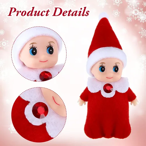 Vista 3 de Aoriher Juego de 18 piezas de pequeños elfos gemelos, botellas de leche de elfos navideños, juego de chupetes de botellas de leche, mini coloridos