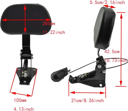 Vista 5 de Respaldo ajustable del conductor con soporte para Harley Touring Road King Electra Glide CVO 2009 y posterior