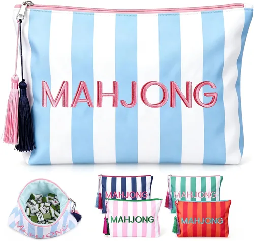 Vista 9 de Gilprop Bolsa de azulejos Mahjong a rayas, rojo y naranja, estándar