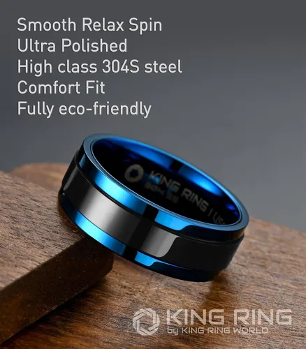 Vista 3 de King Ring Anillos giratorios ultra pulidos de 0.315 in Anillos de acero inoxidable planos brillantes de alta calidad para hombres y mujeres