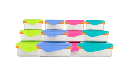 Vista 3 de Kid Basix by New Wave Safe Snacker - Lonchera reutilizable de acero inoxidable de 3 tamaños, incluye 23 onzas, 13 onzas y 7 onzas, reutilizables
