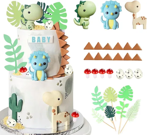 Vista 9 de Decoración para tartas de dinosaurio bebé, decoración de pastel de dinosaurio, decoración de pastel de cumpleaños de dinosaurio para baby shower