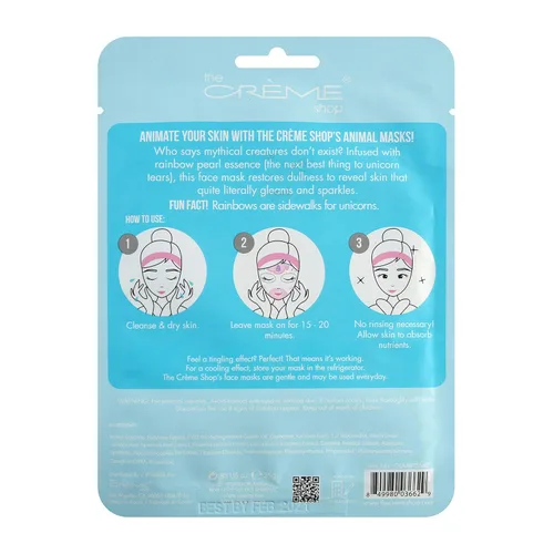 Vista 3 de The Creme Shop - Máscara de hoja de animales, coreana, hidratante, colágeno, vitamina C, antienvejecimiento, paquete de 3 (unicornio)