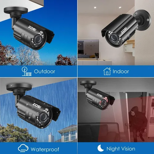 Vista 7 de ZOSI Cámara de seguridad 1080P HD TVI para la oficina en casa sistema de vigilancia CCTV Bullet BNC cámara con visión nocturna negro (renovado)
