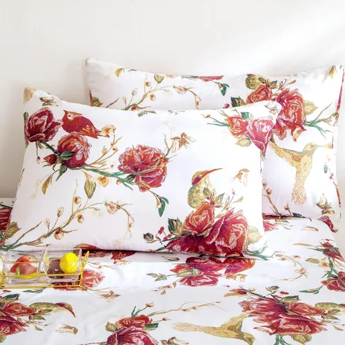 Vista 9 de Tache - Funda de almohada cuadrada de microfibra rústica rústica de 26 pulgadas, diseño de colibríes, diseño floral, color rojo y blanco