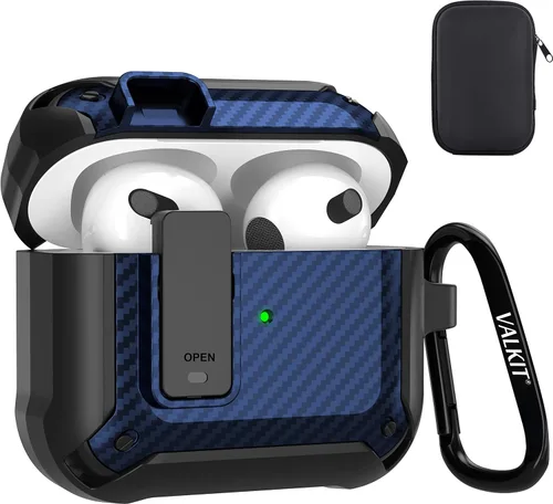 Vista 29 de Valkit Funda para Airpods Pro 2 con cerradura, funda militar de cuerpo completo para AirPod Pro rígida con llavero, funda para Airpods Pro de 2ª/1ª