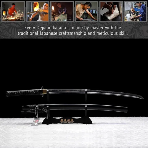 Vista 4 de Katana Real Samurai Sword, Handmade Japanese Swords Full Tang 1060 1090 T10 Carbon Steel, for Training, Collecting, Dojo, Lovers of Japanese Culture